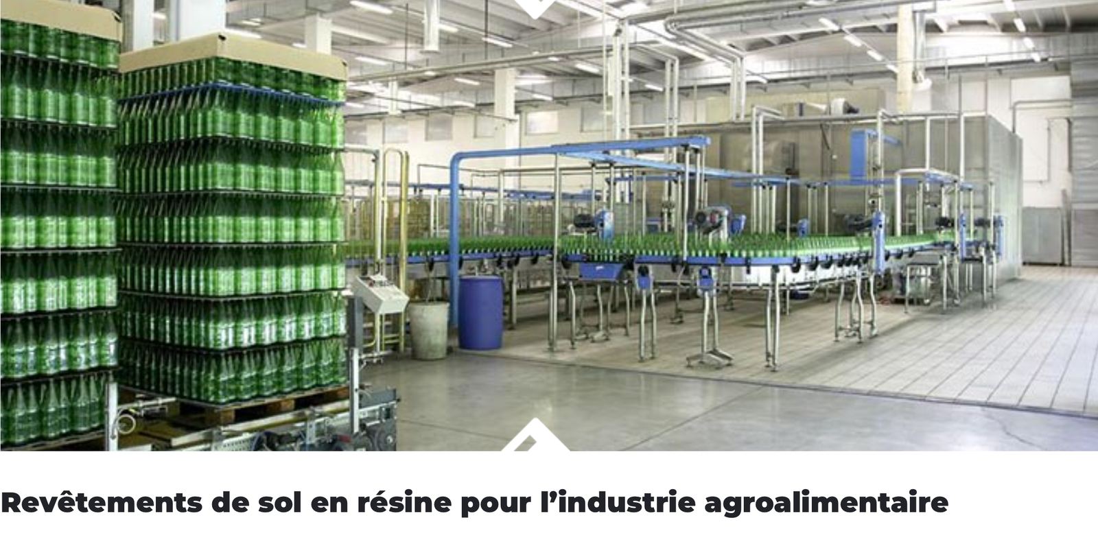 Ligne d'embouteillage sur sol industriel en résine